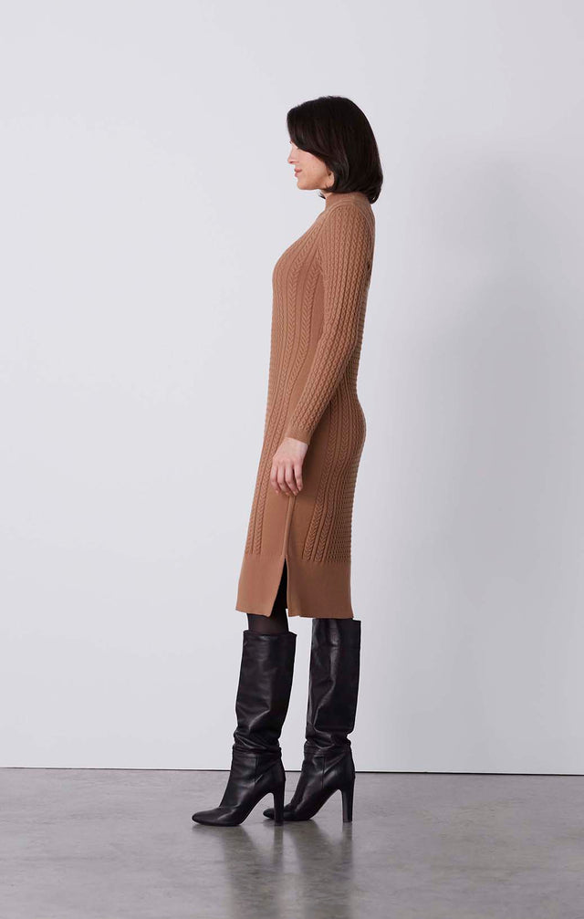 Refuge - Silk-Softened, Cable-Knit Dress - On Model