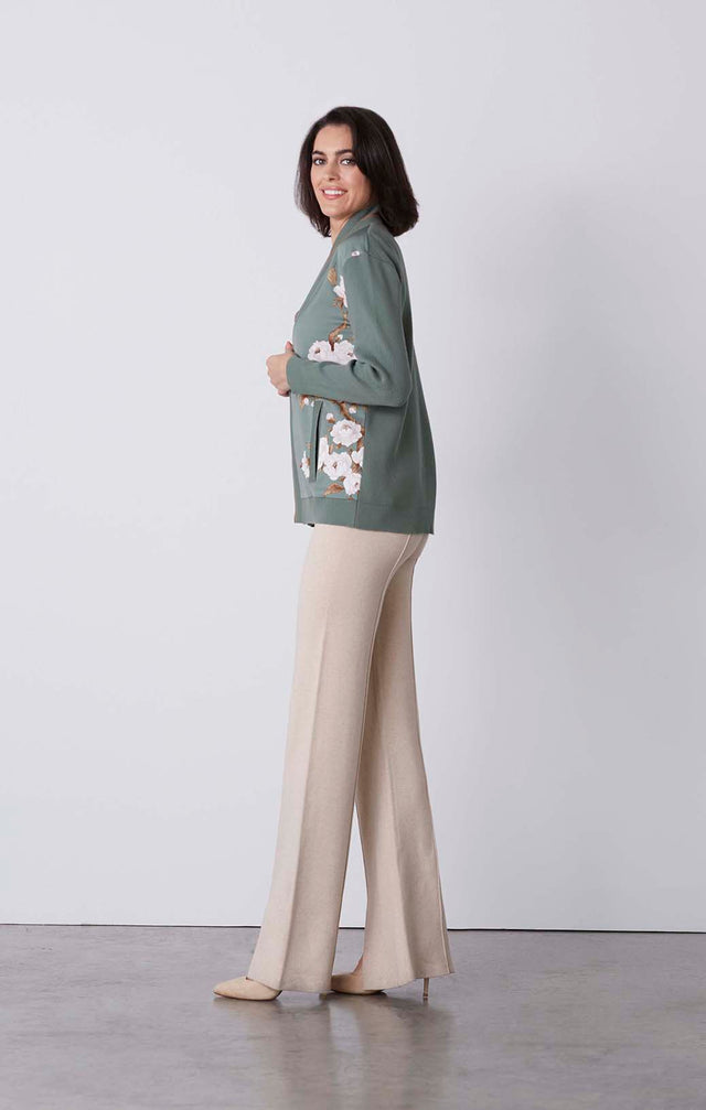 Ming - Cardigan With Floral-Print Satin Front - On Model