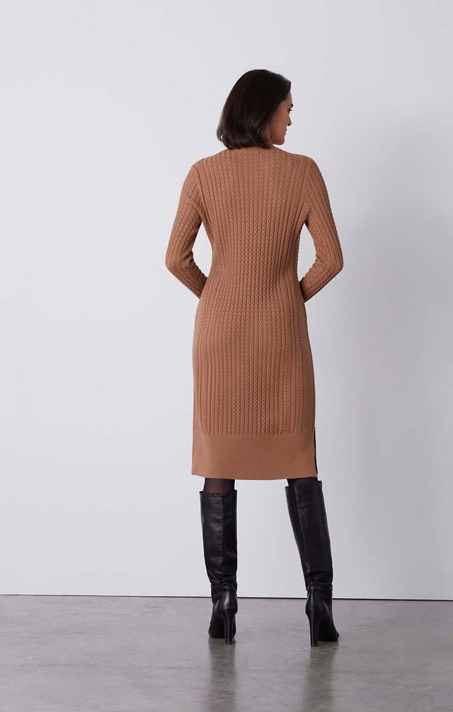 Refuge - Silk-Softened, Cable-Knit Dress - On Model