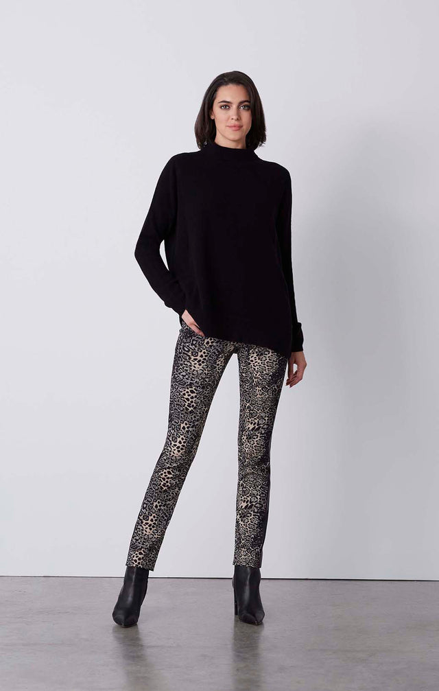 Ingrid-Blk - Black Cashmere Turtleneck - On Model
