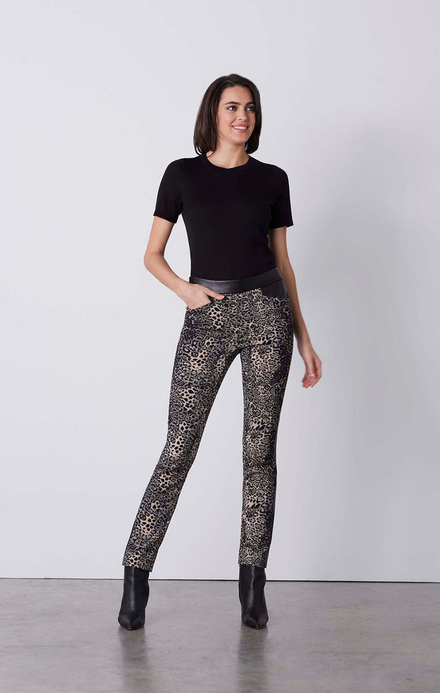 Fierce - Pull-On Animal Jacquard Pants - On Model