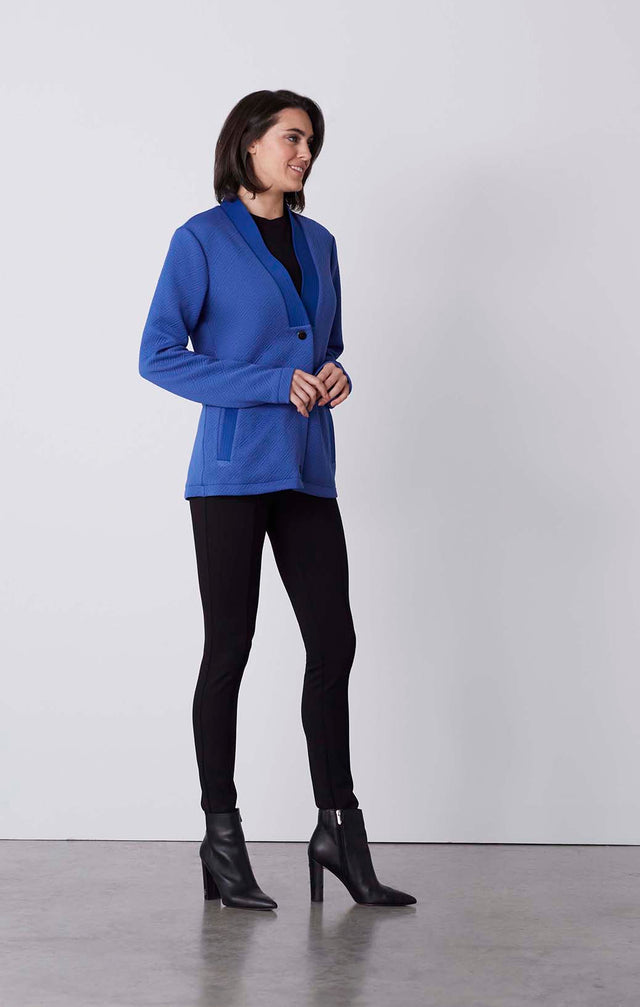 Blue Moon - Quilted Knit Bomber Jacket - On Model