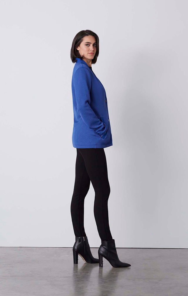 Blue Moon - Quilted Knit Bomber Jacket - On Model
