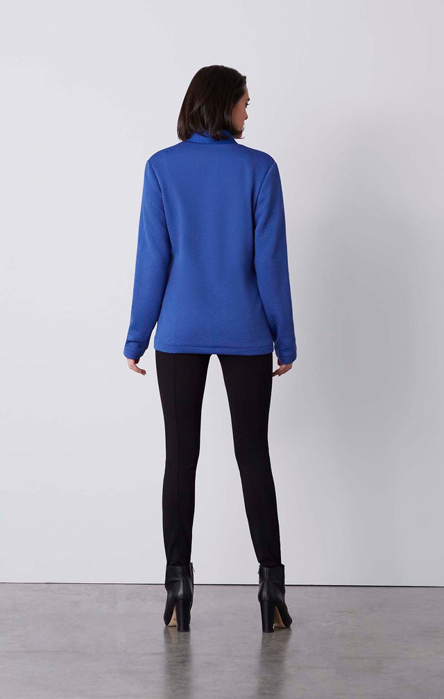 Blue Moon - Quilted Knit Bomber Jacket - On Model