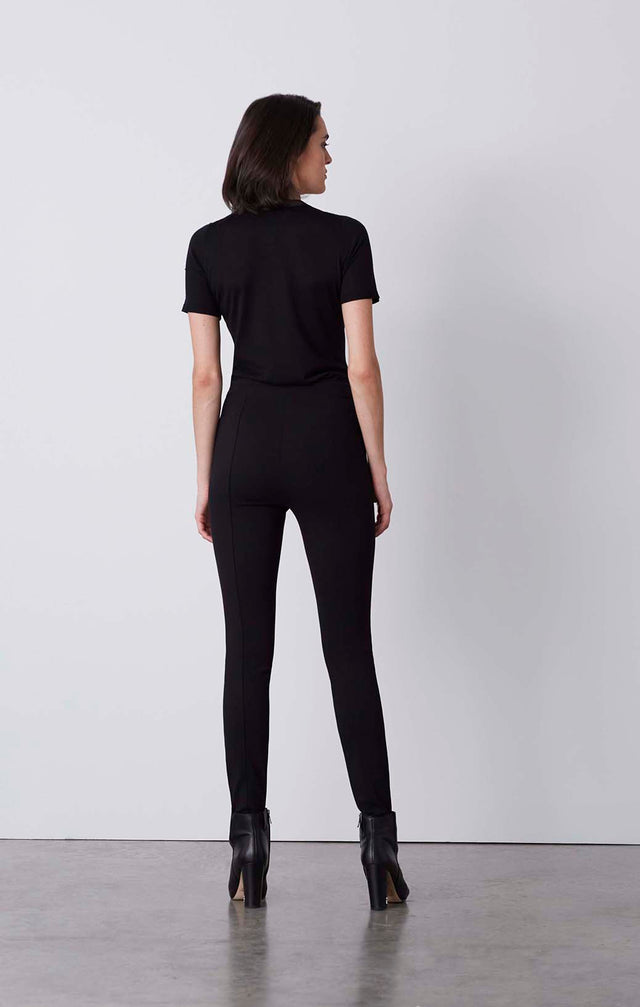 Lady Keith - Black Pull-On Ponte-Knit Stirrup Leggings - On Model