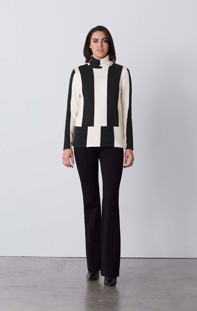 Reset - Jersey Intarsia Turtleneck In Organic Cotton - On Model