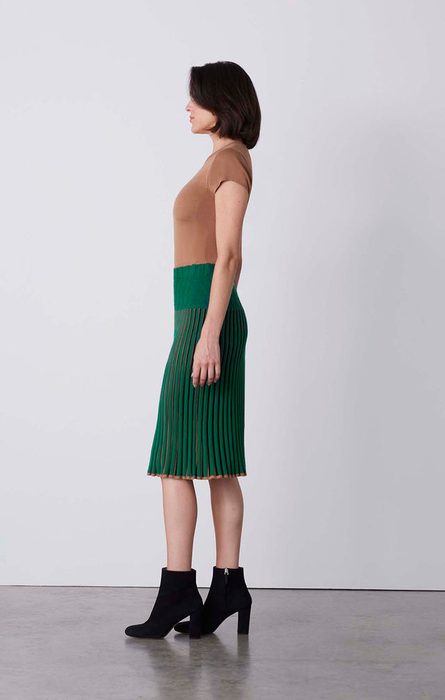 Revel - Pull-On Pleated Knit Skirt - On Model