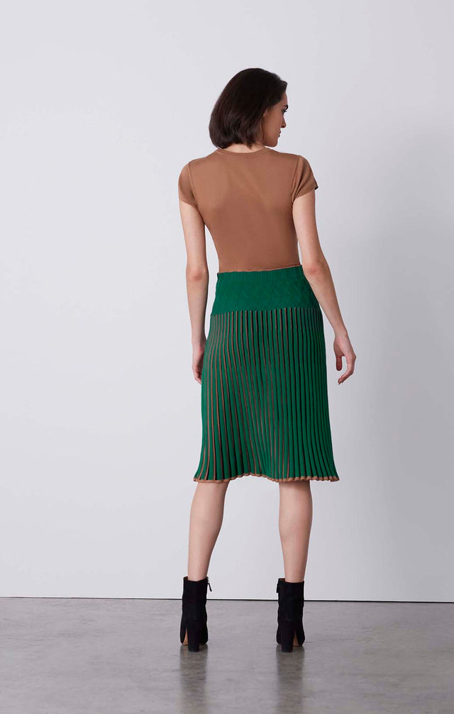 Revel - Pull-On Pleated Knit Skirt - On Model