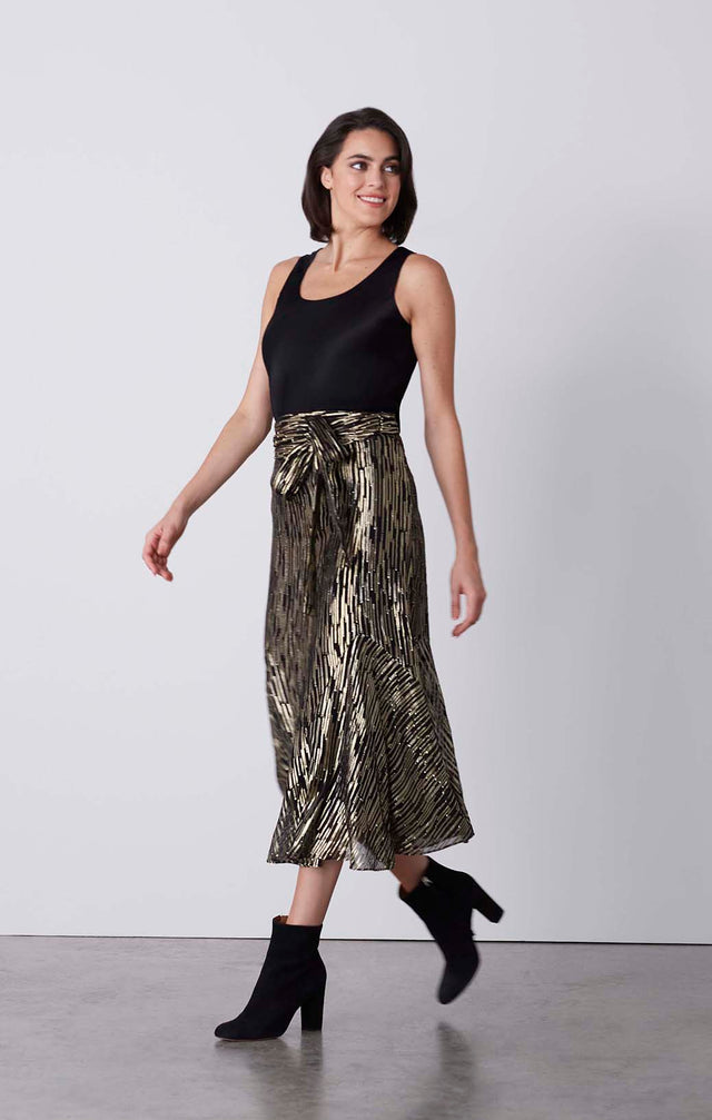 Gala - Skirt With Metallic Gold Stripe Jacquard - On Model