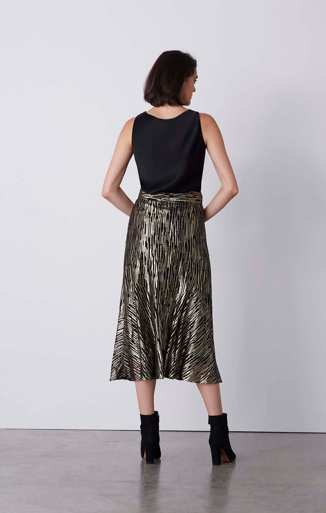 Gala - Skirt With Metallic Gold Stripe Jacquard - On Model