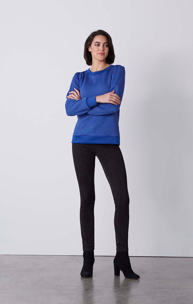 Blue Moon - Quilted Knit Sweatshirt - On Model