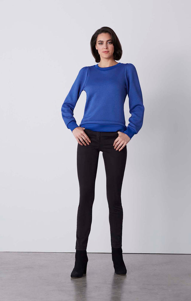 Blue Moon - Quilted Knit Sweatshirt - On Model