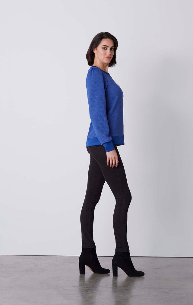 Blue Moon - Quilted Knit Sweatshirt - On Model