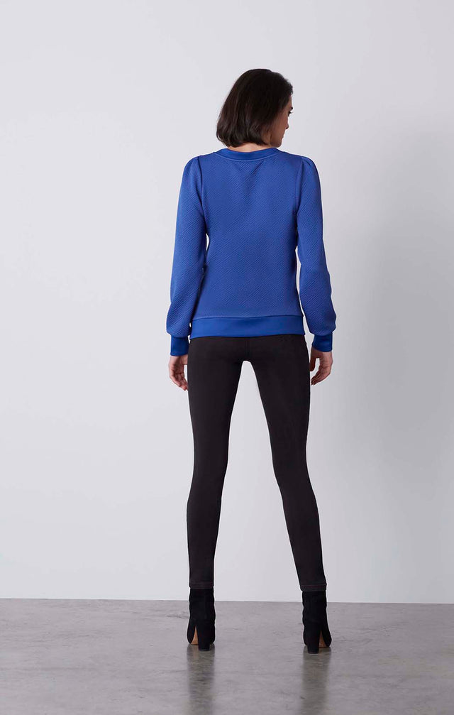 Blue Moon - Quilted Knit Sweatshirt - On Model