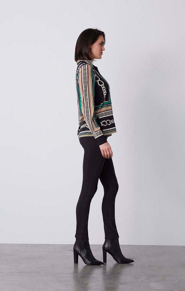 Janissary - Status Border Print Silk Blouse - On Model