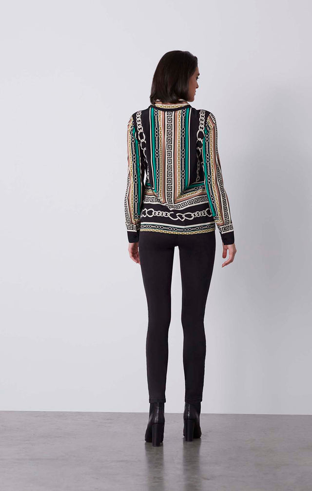 Janissary - Status Border Print Silk Blouse - On Model