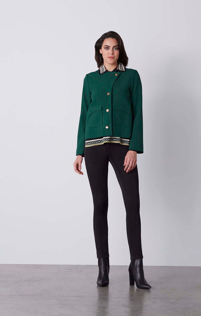 Green Room - European Cropped Jacket With Ultra Stretch - On Model