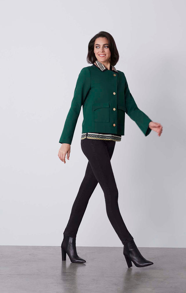 Green Room - European Cropped Jacket With Ultra Stretch - On Model
