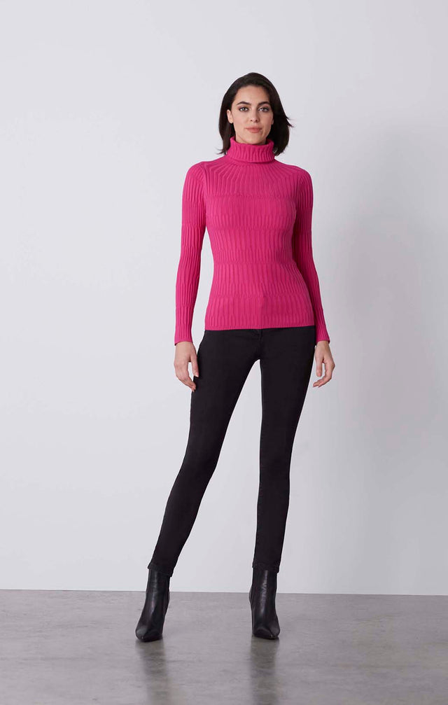 Redbud - Varied Rib Turtleneck - On Model