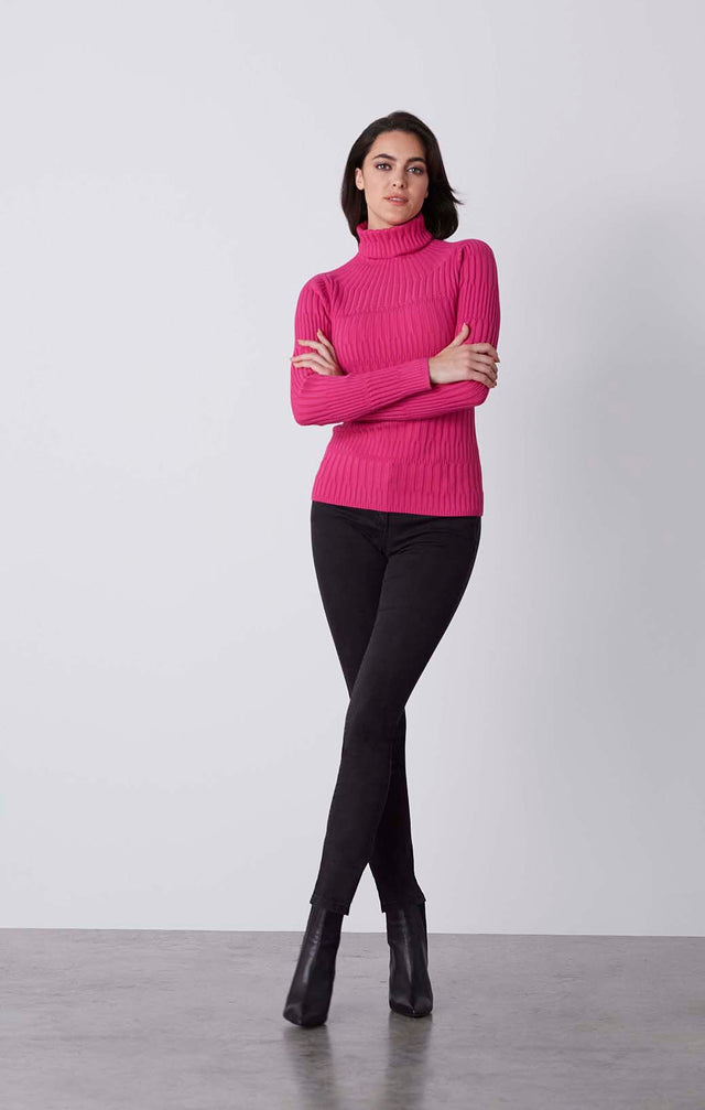 Redbud - Varied Rib Turtleneck - On Model