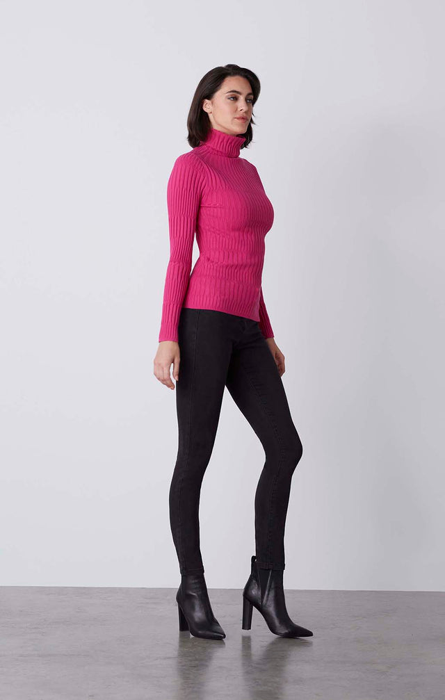 Redbud - Varied Rib Turtleneck - On Model
