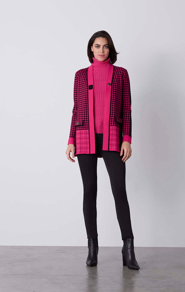 Villanelle - Long Knit Jacquard Jacket - On Model
