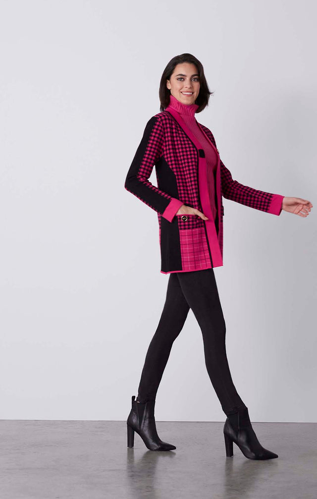 Villanelle - Long Knit Jacquard Jacket - On Model