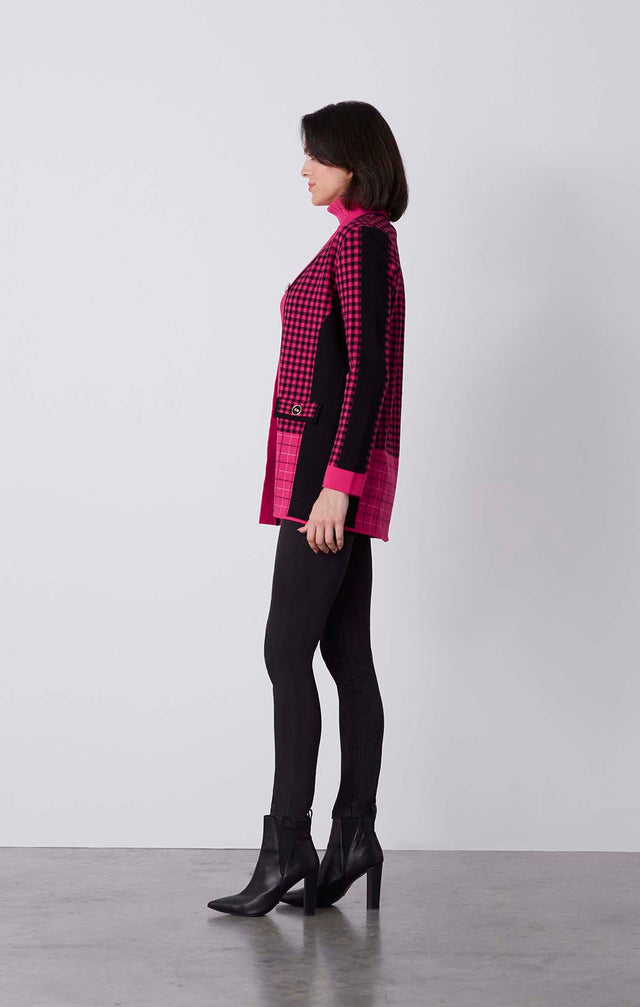 Villanelle - Long Knit Jacquard Jacket - On Model