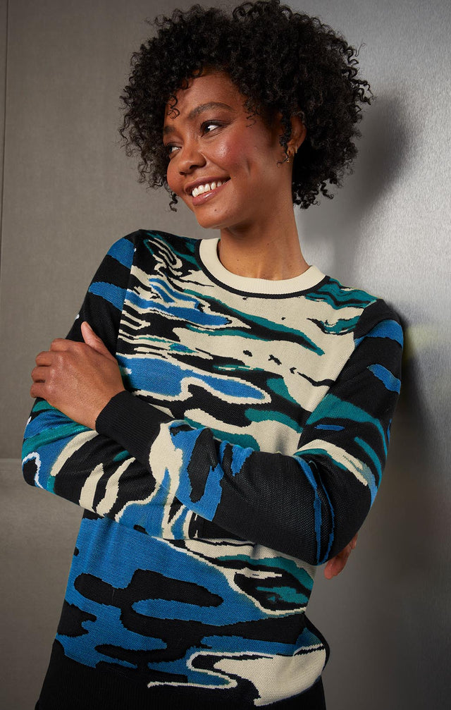 WILLIAMSBURG-SILK JACQUARD SWEATER-5-KN-1925-ON MODEL