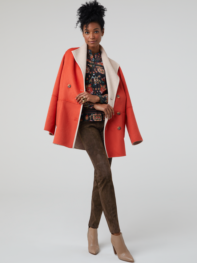 Lookbook image - model wearing Pisces coat
