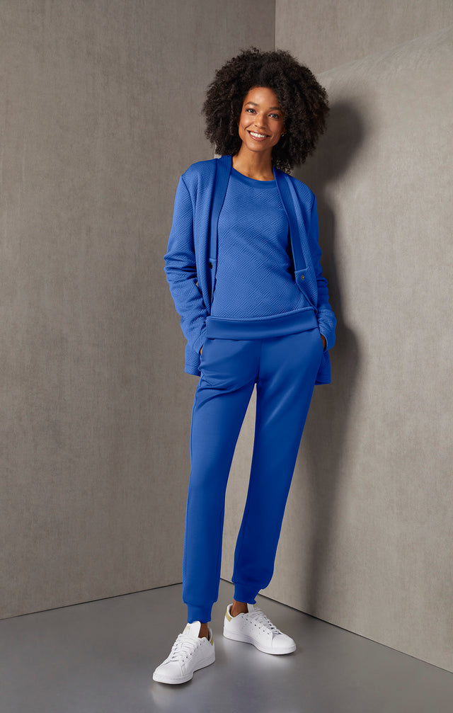 Blue Moon - Quilted Knit Sweatshirt - On Model, Look