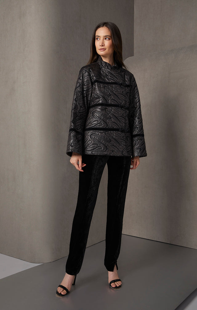 Moonbeams - Quilted Italian Satin Coat - On Model, Look