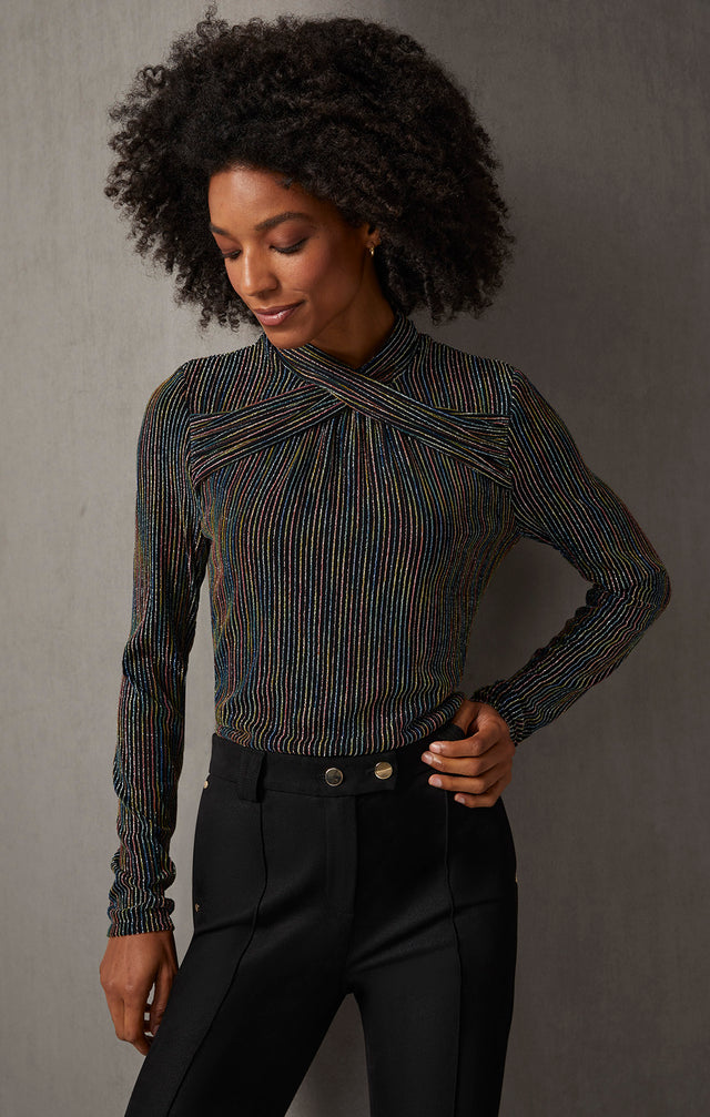 Fireworks - Metallic Crisscross Jersey Tee - On Model, Look