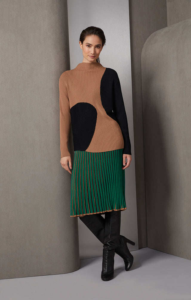 Revel - Pull-On Pleated Knit Skirt - On Model, Look