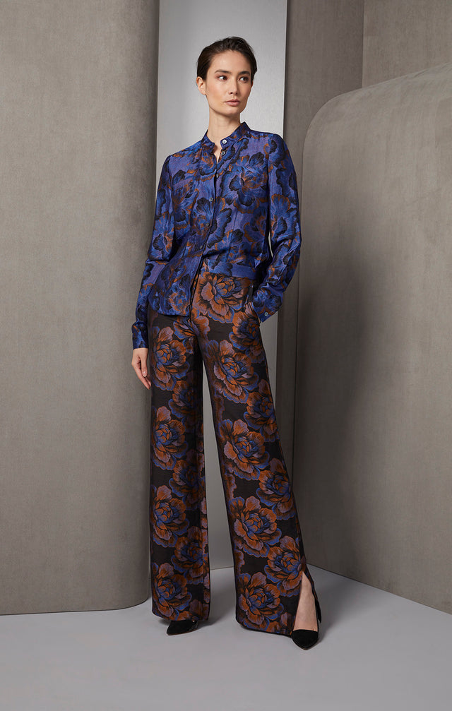 Magnifique - French Floral Jacquard Pants - On Model, Look