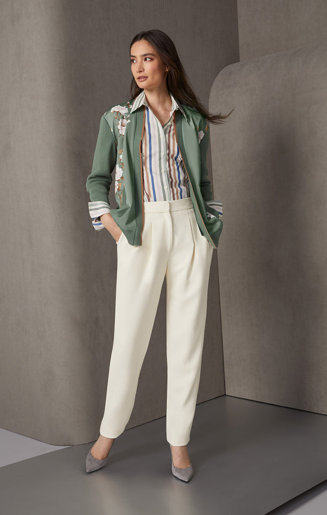 Boulevard - Pleated Striped Shirt - On Model, Look