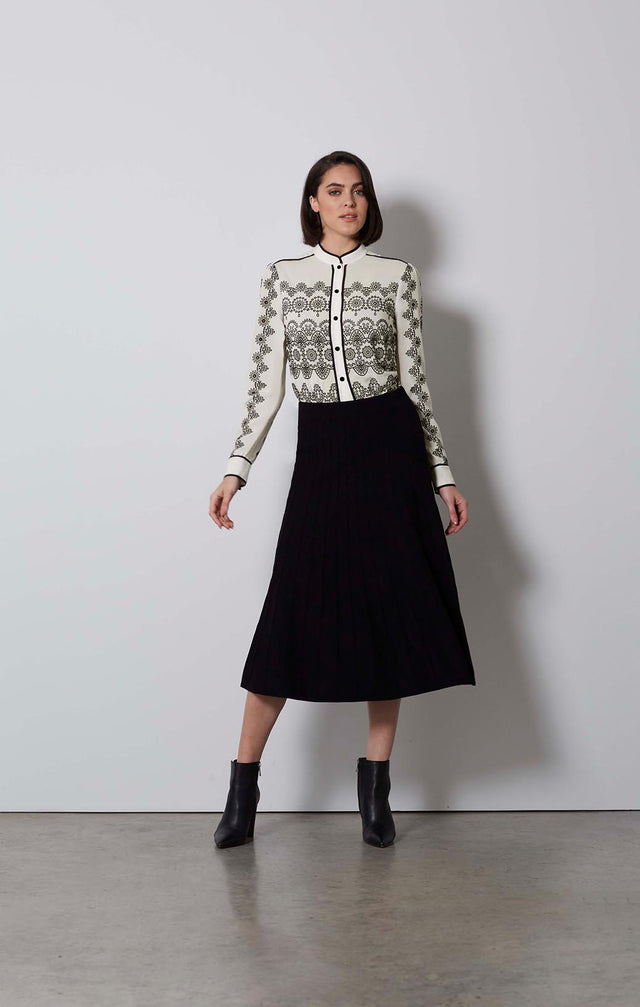 APPARITION-EMBROIDERED WHITE SILK BLOUSE-5-TP-1924-ON MODEL