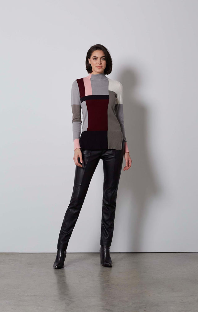 CUBISM-SILK-SOFTENED COLORBLOCK SWEATER-5-KN-2229-ON MODEL