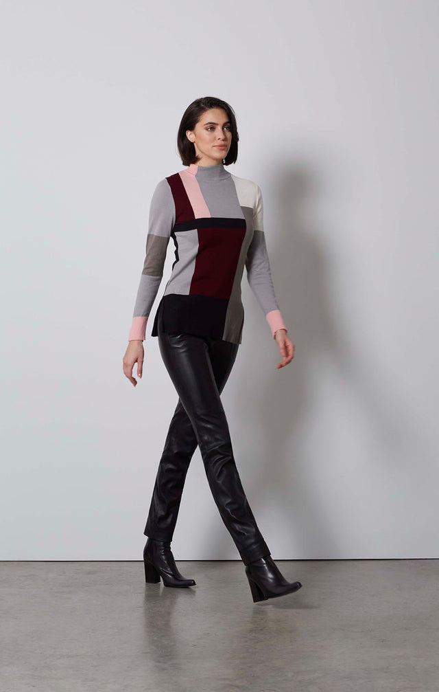 CUBISM-SILK-SOFTENED COLORBLOCK SWEATER-5-KN-2229-ON MODEL