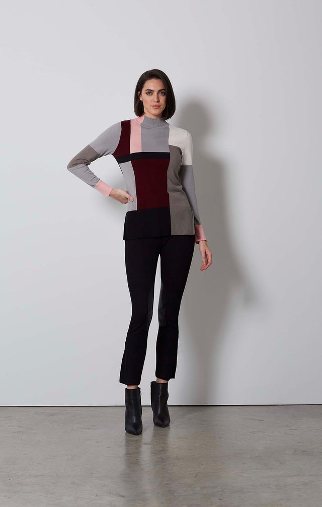 CUBISM-SILK-SOFTENED COLORBLOCK SWEATER-5-KN-2229-ON MODEL