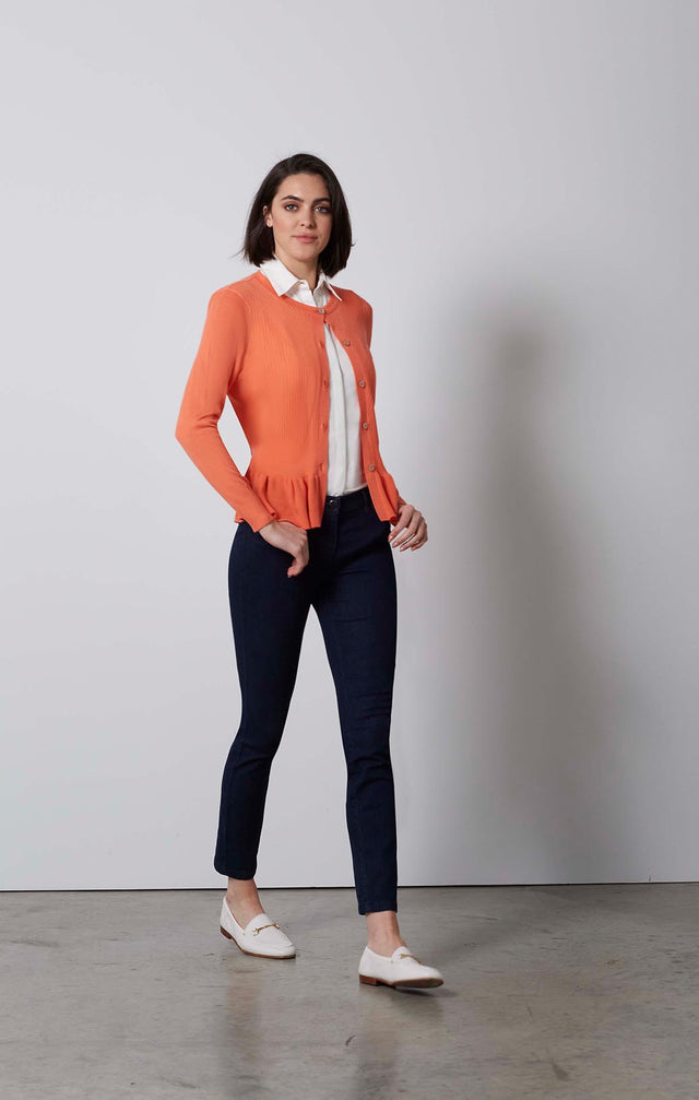 DELECTABLE- RIBBED CASHMERE CARDIGAN-1-KN-1698-ON MODEL