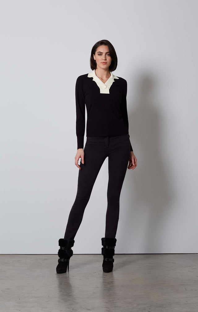 DUPLEX-COLORBLOCK KNIT POLO-5-KN-1711-ON MODEL