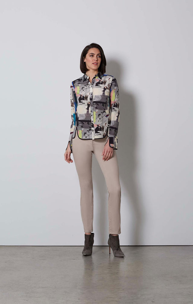 EXPRESSIONIST-ART-PRINT SILK CRÊPE BLOUSE-5-TP-1798-ON MODEL