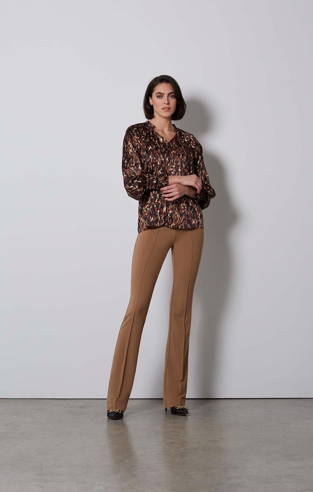 FELINE-STRETCH SILK SATIN BLOUSE-5-TP-1943-ON MODEL