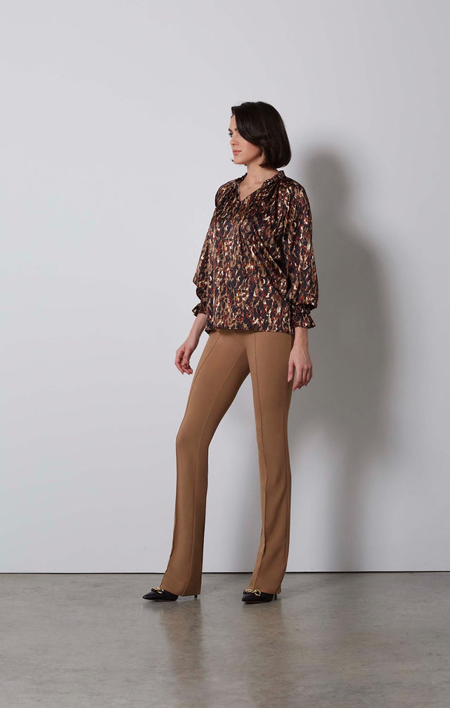 FELINE-STRETCH SILK SATIN BLOUSE-5-TP-1943-ON MODEL
