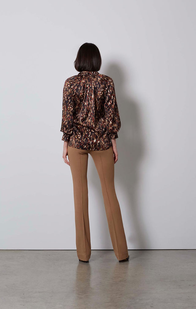 FELINE-STRETCH SILK SATIN BLOUSE-5-TP-1943-ON MODEL
