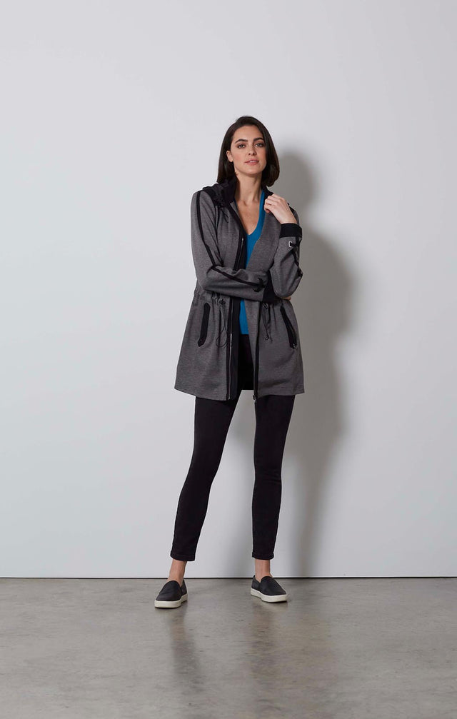 MARCASITE-STRETCH PONTE ANORAK HOODIE-5-JK-1793-ON MODEL
