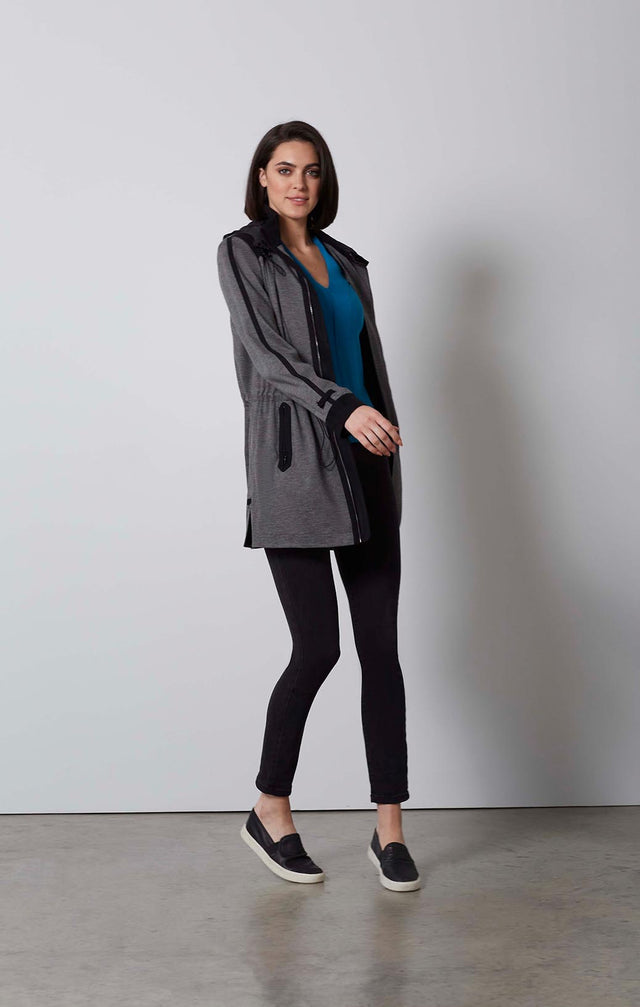 MARCASITE-STRETCH PONTE ANORAK HOODIE-5-JK-1793-ON MODEL