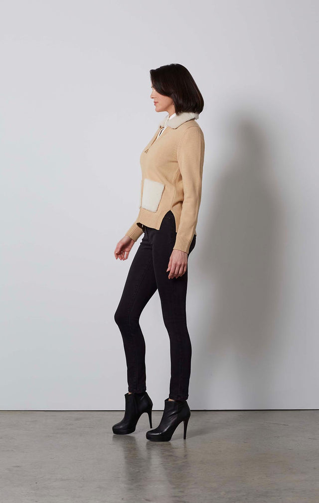 PREMIUM-MERINO & LAMB-SHEARLING CARDI-1-KN-1905-ON MODEL