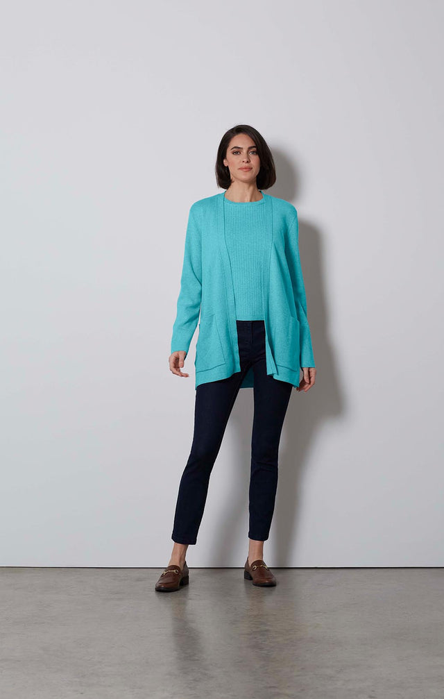 SKYLIGHT-SUSTAINABLE, CASHMERE-SOFTENED CARDIGAN-1-KN-1701-ON MODEL